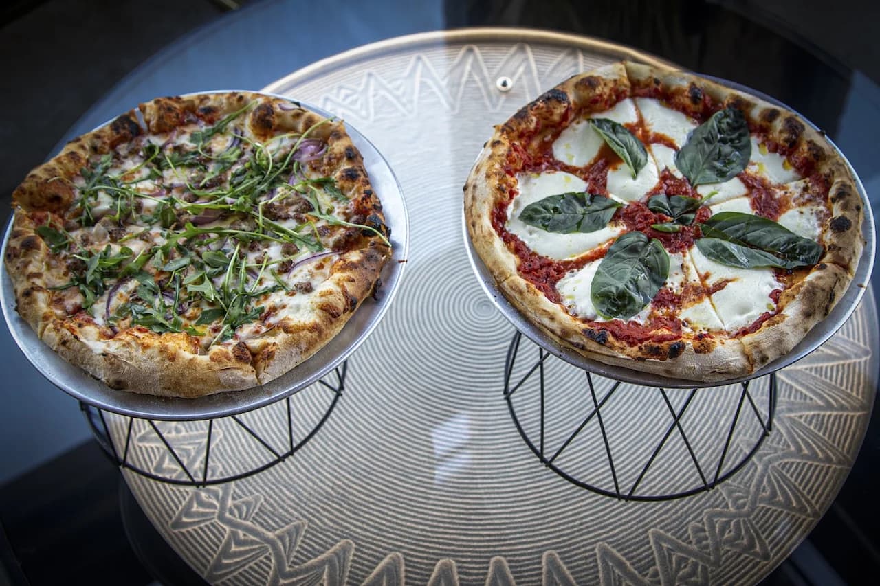 Hand-stretched Neapolitan pizza served at South of Shaw Beer Company in downtown Fresno